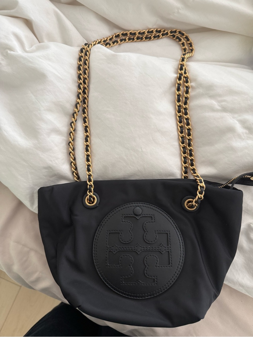 Tory Burch Black Mini Shoulder Bag with Gold Chain
